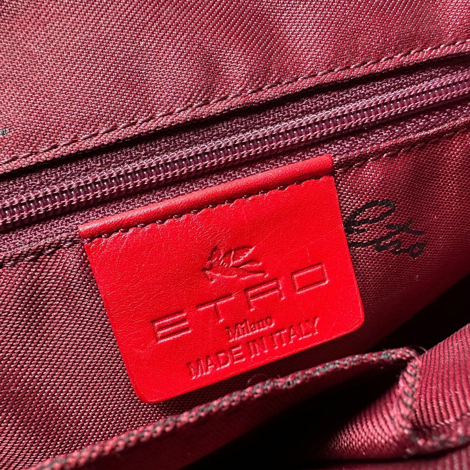 ETRO Milano Limited Edition Red Leather and Coated Paisley Canvas Bag - A+ Stuff