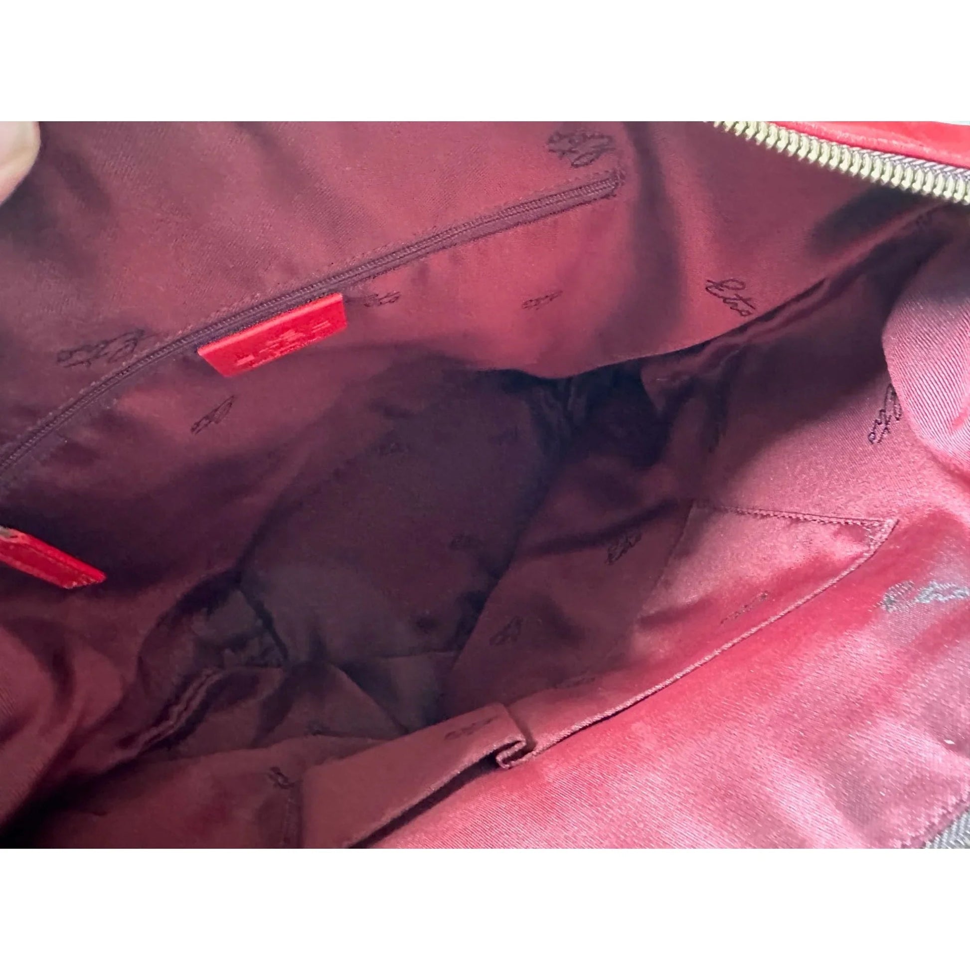 ETRO Milano Limited Edition Red Leather and Coated Paisley Canvas Bag - A+ Stuff