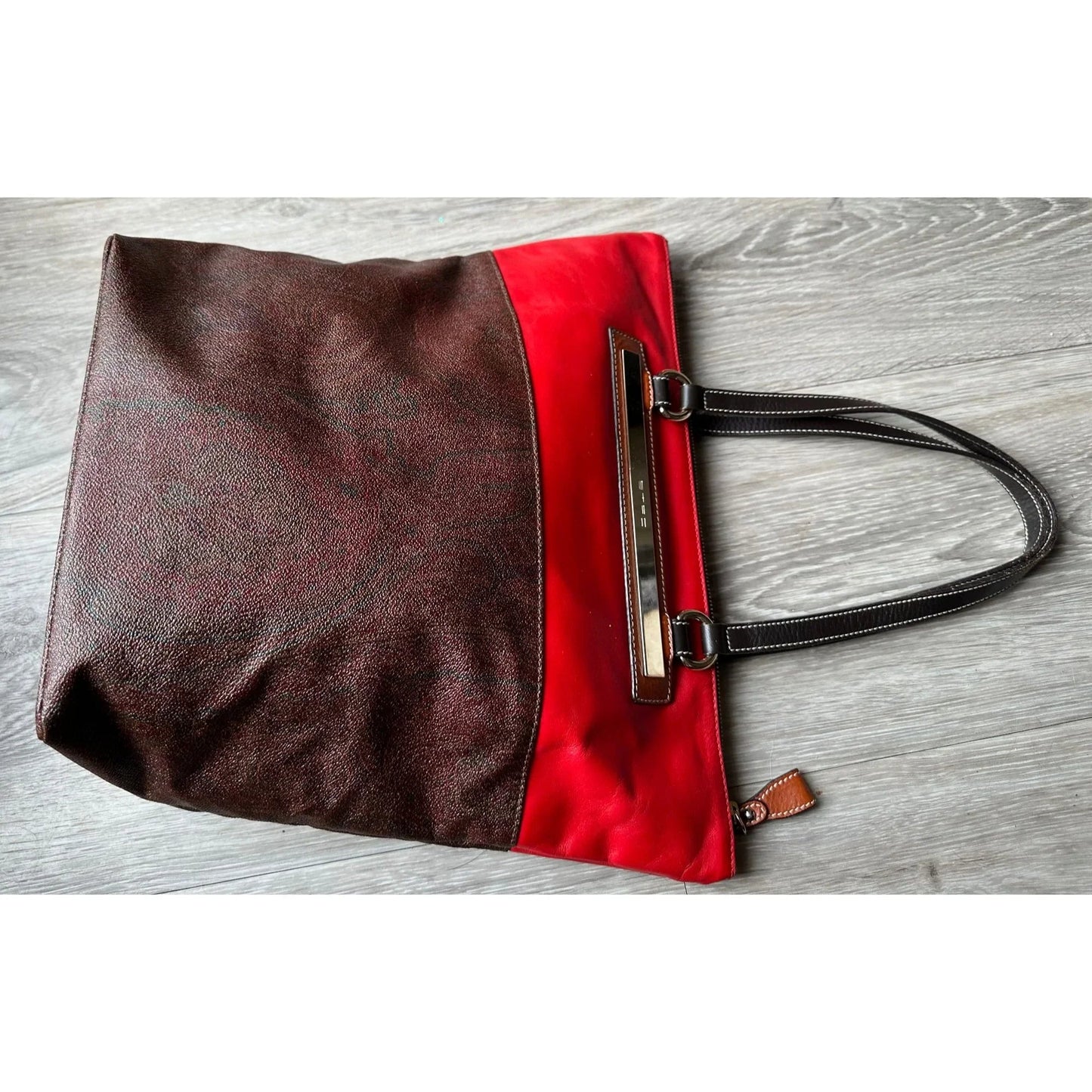 ETRO Milano Limited Edition Red Leather and Coated Paisley Canvas Bag - A+ Stuff