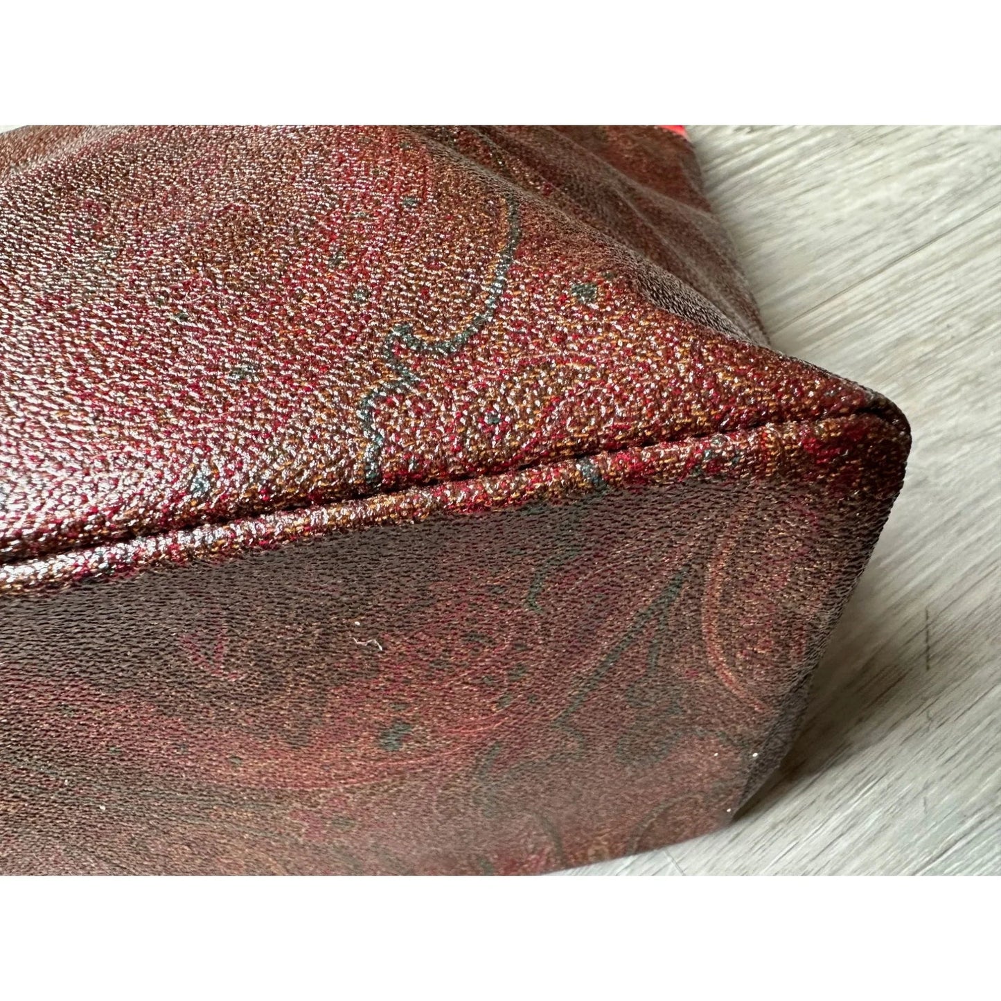 ETRO Milano Limited Edition Red Leather and Coated Paisley Canvas Bag - A+ Stuff