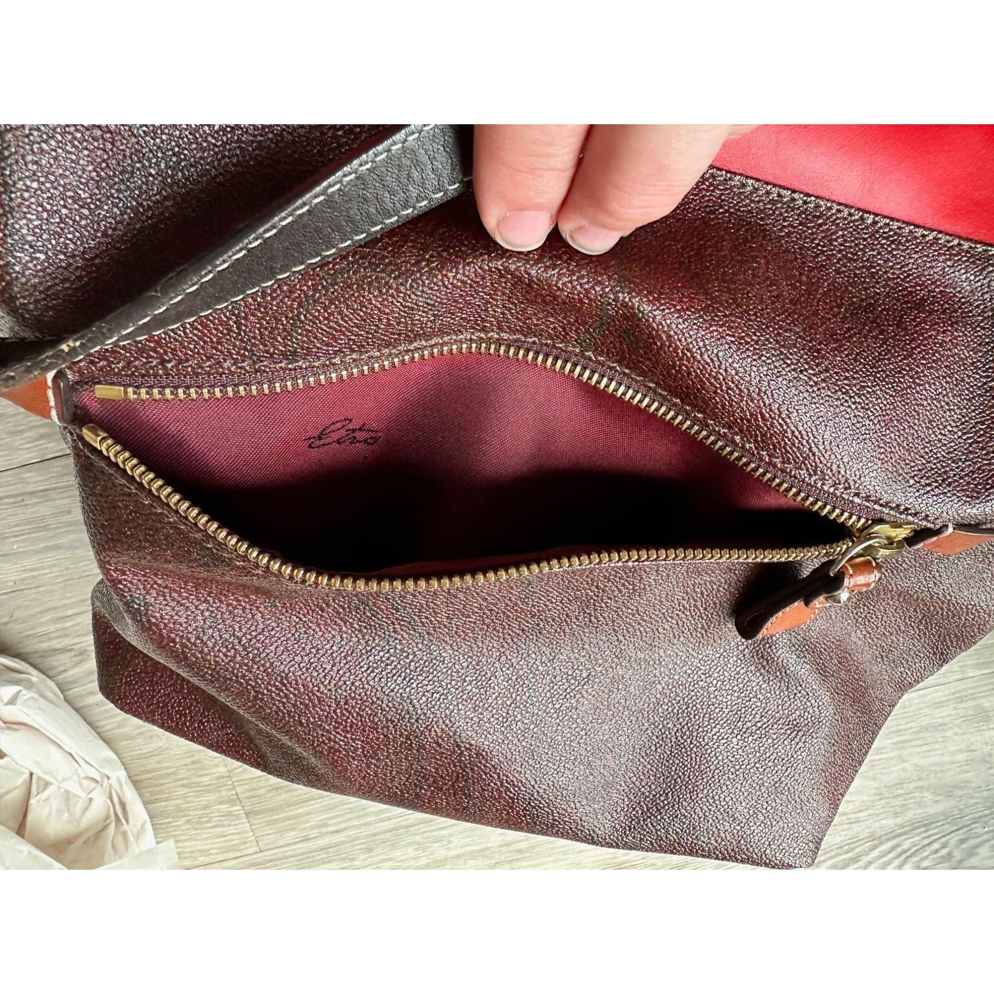 ETRO Milano Limited Edition Red Leather and Coated Paisley Canvas Bag - A+ Stuff