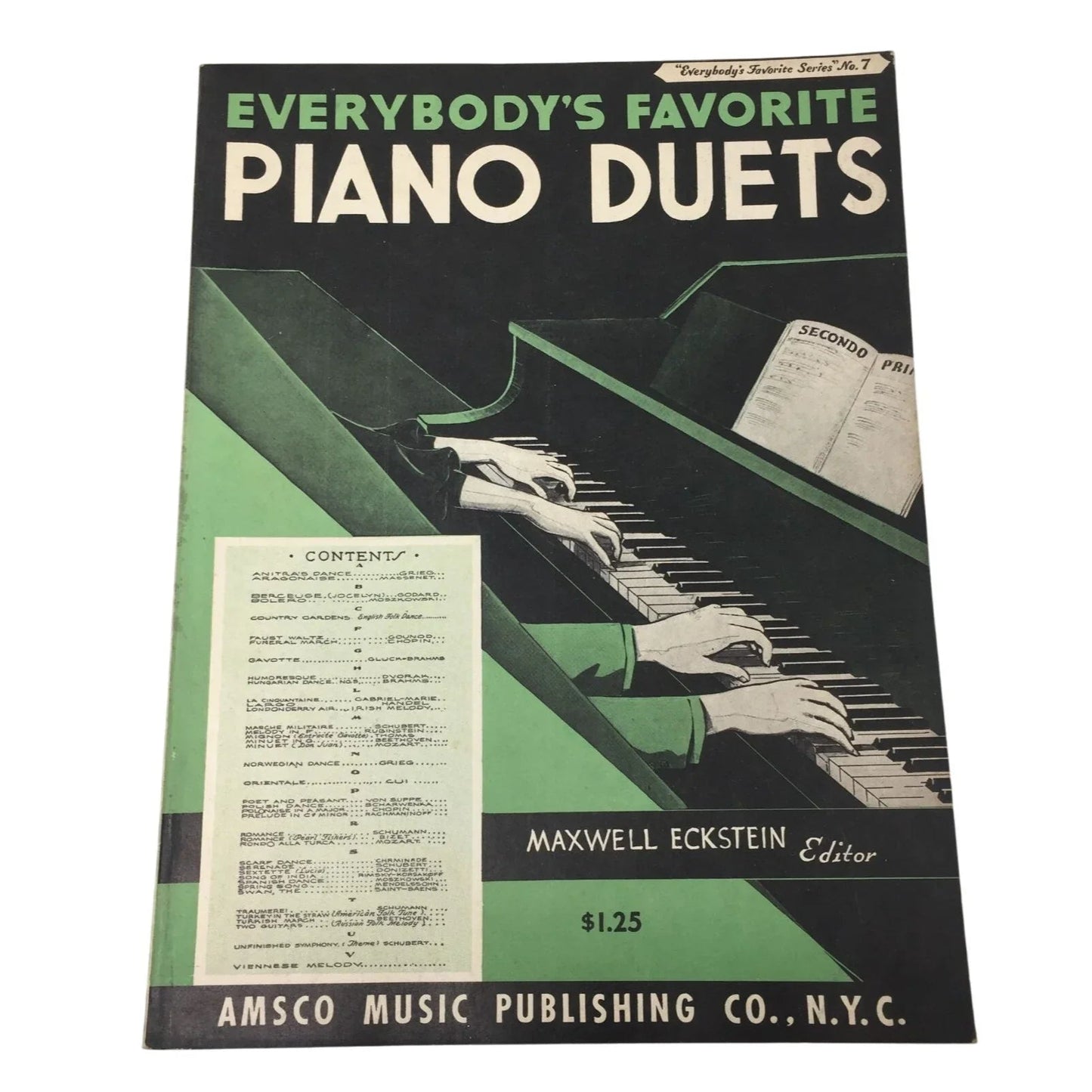 ''Everybody's Favorite Piano Duets'' Vintage Sheet Music Book - Amsco music publishing company - SHEET MUSIC - A+ Stuff