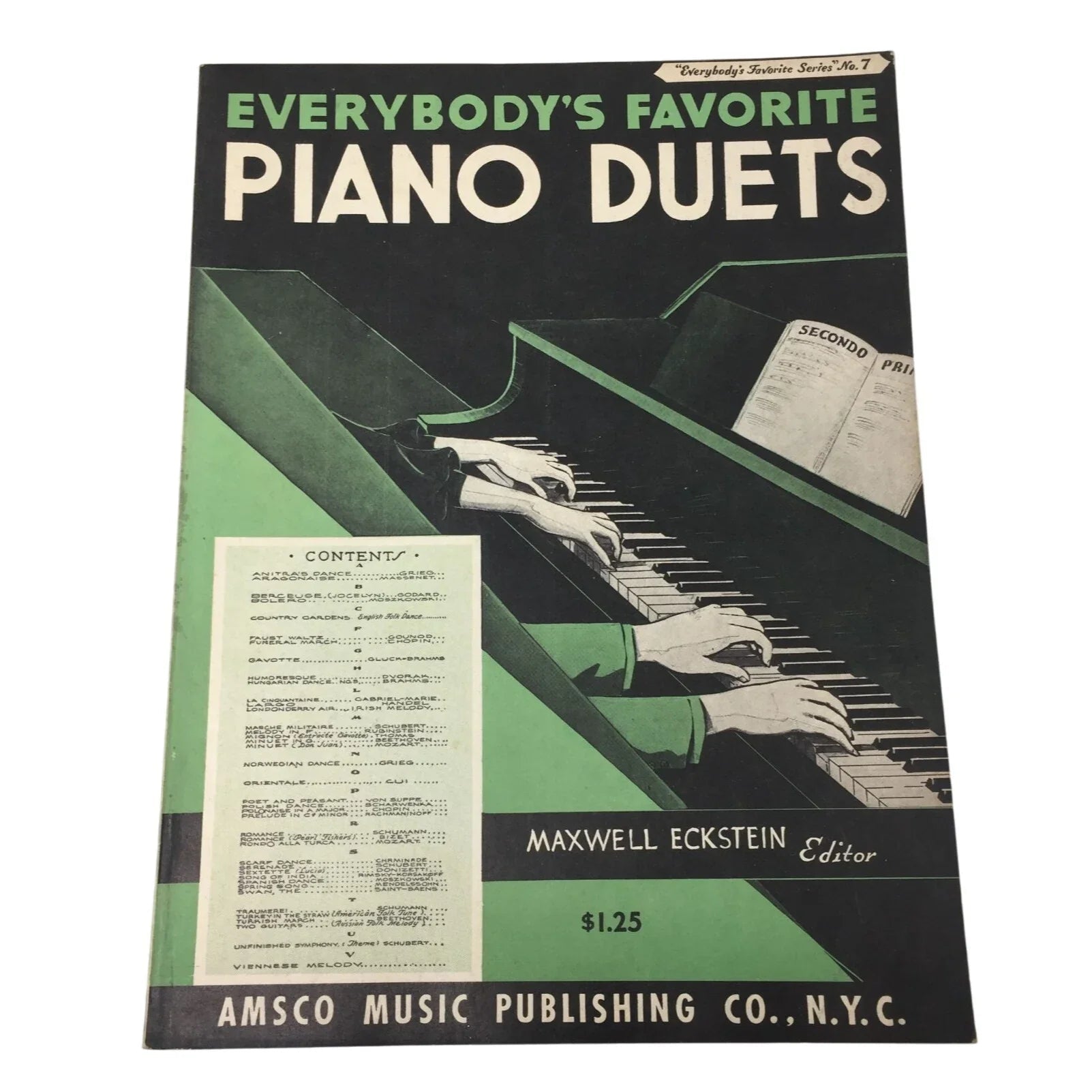 ''Everybody's Favorite Piano Duets'' Vintage Sheet Music Book - Amsco music publishing company - SHEET MUSIC - A+ Stuff