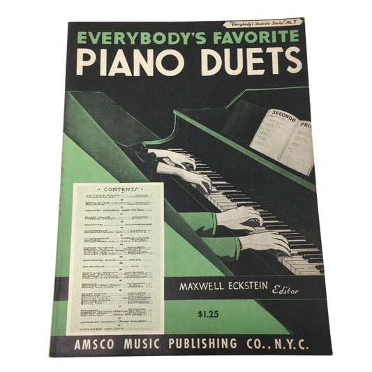 ''Everybody's Favorite Piano Duets'' Vintage Sheet Music Book - Amsco music publishing company - SHEET MUSIC - A+ Stuff