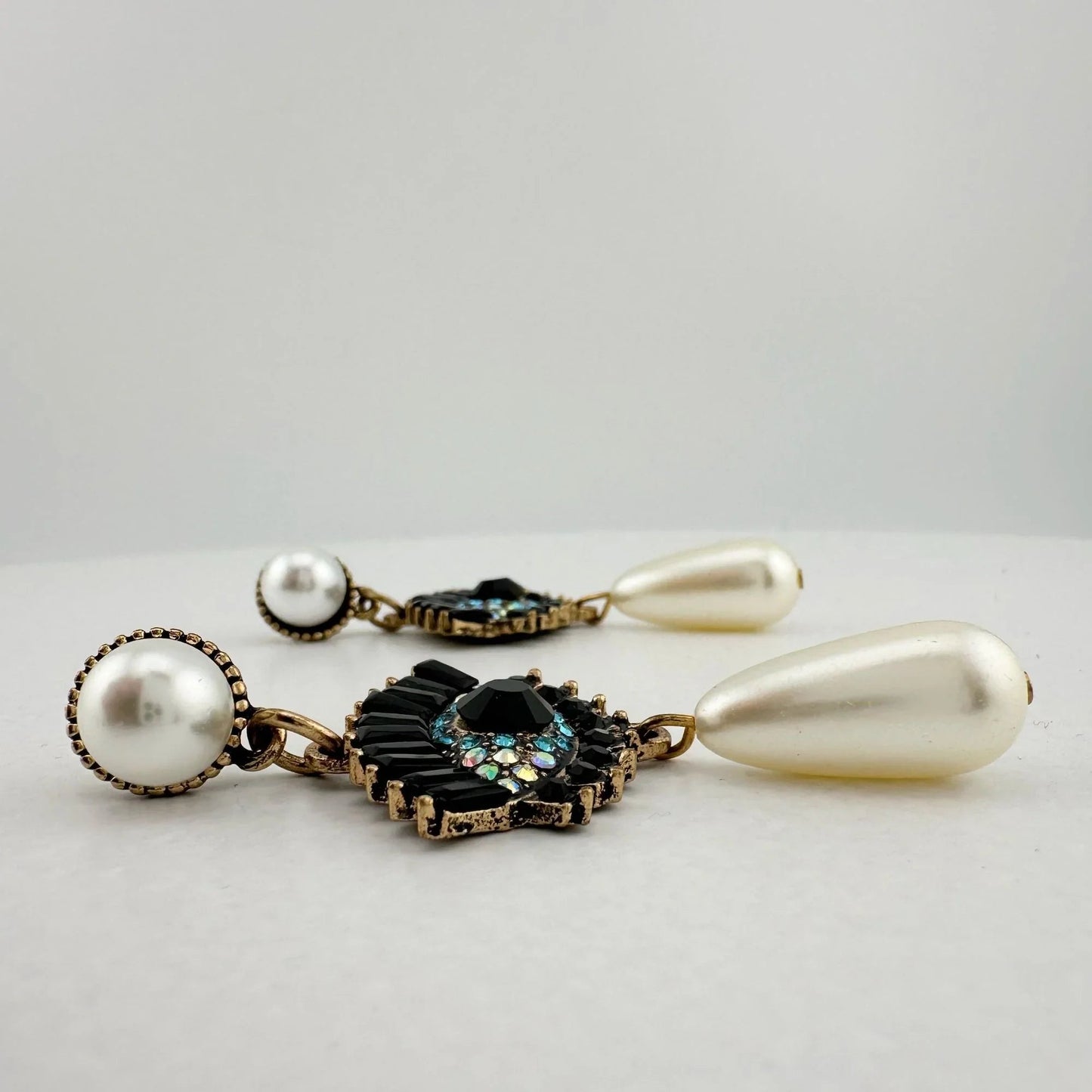 Evil Eye Rhinestone Pearl Drop Dangle Earrings - Earrings - A+ Stuff