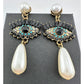 Evil Eye Rhinestone Pearl Drop Dangle Earrings - Earrings - A+ Stuff