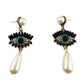 Evil Eye Rhinestone Pearl Drop Dangle Earrings - Earrings - A+ Stuff