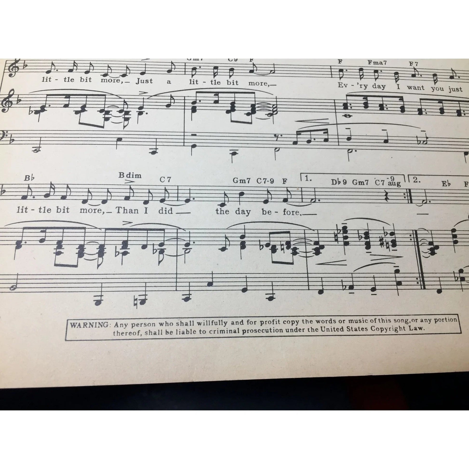 ''Ev'ry Day I Love You (Just a little bit more)'' Vintage Sheet music - A+ Stuff - sheet music - A+ Stuff
