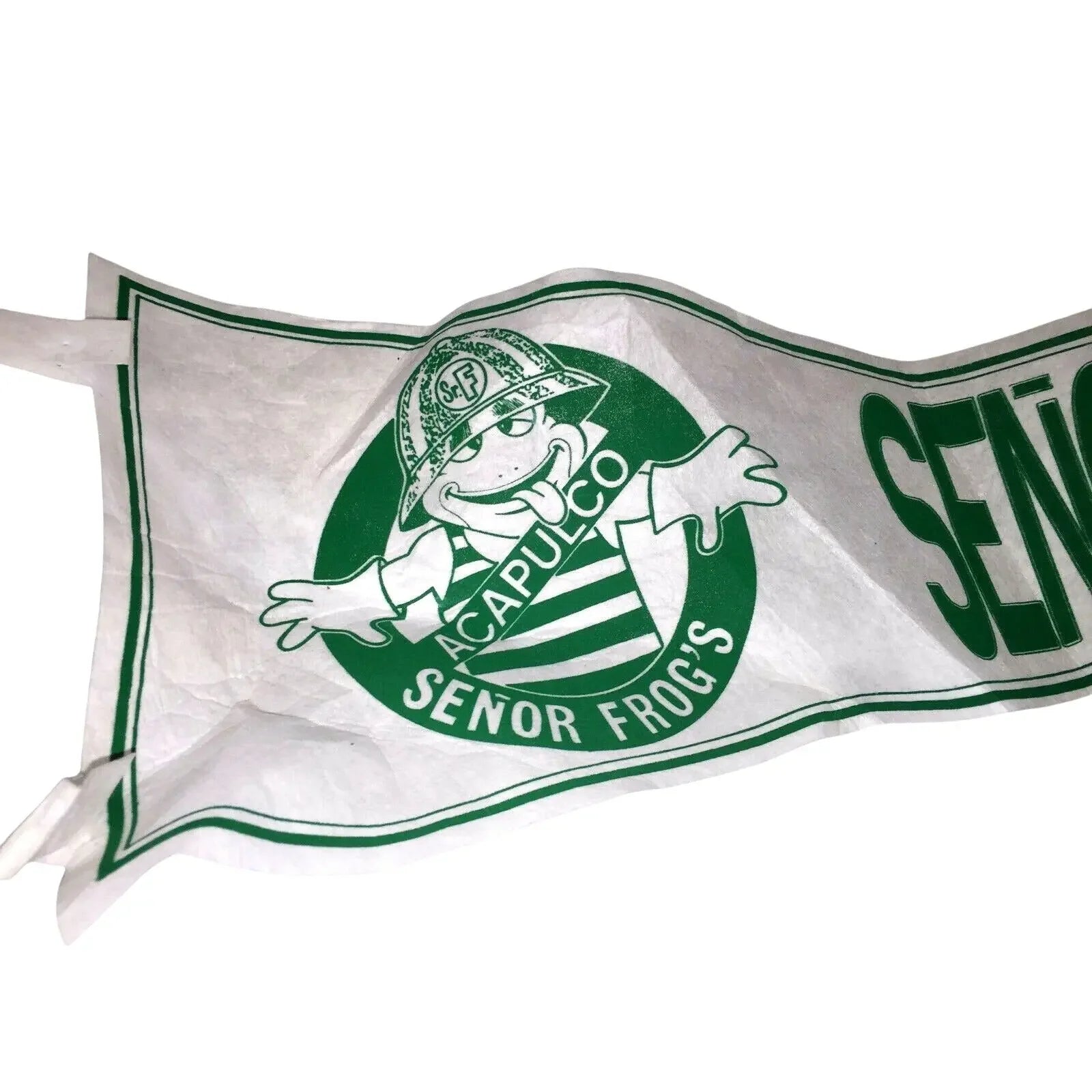 Senor Frogs Bar Acapulco White and Green Bar Souvenir Pennant  - Vintage A+ Stuff