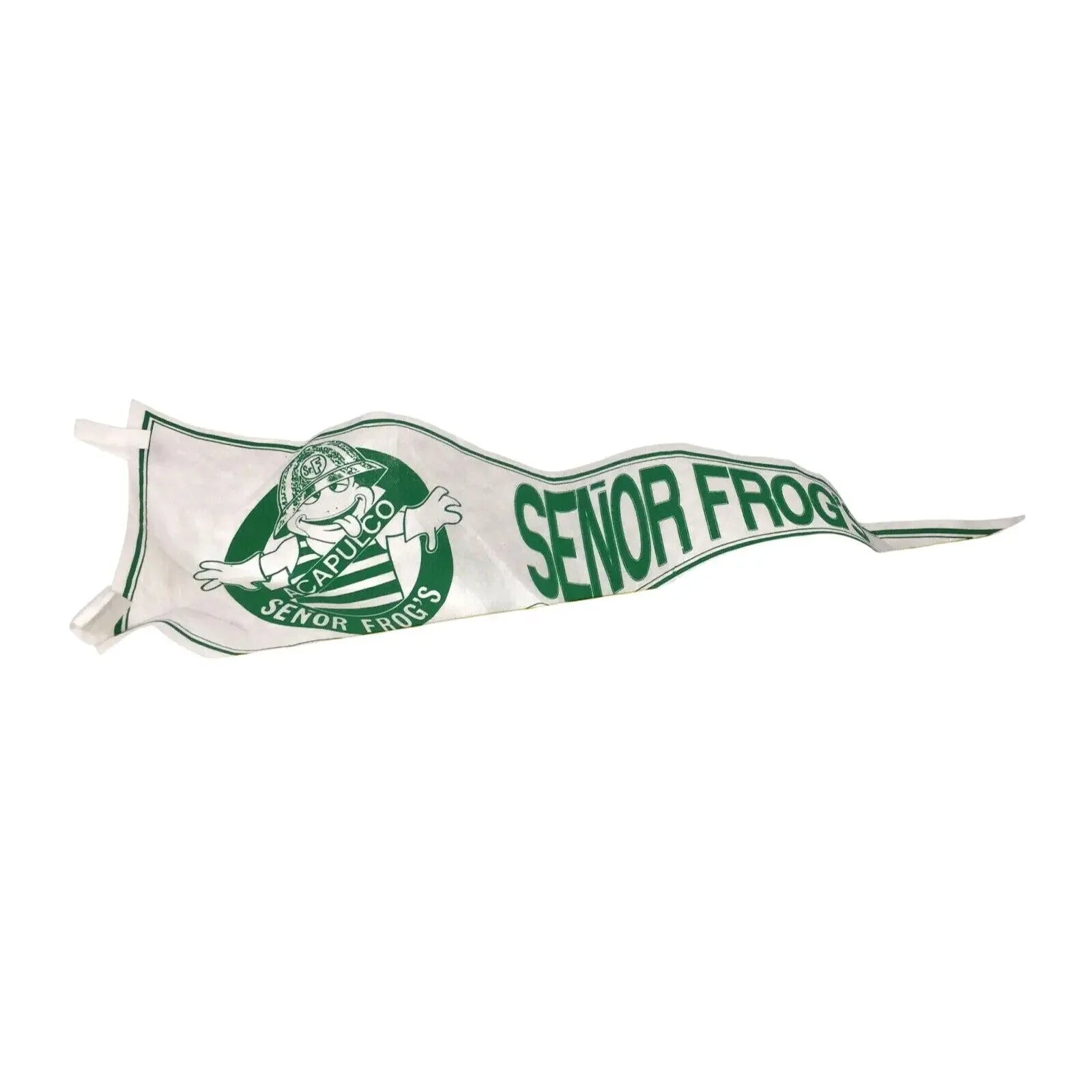 Senor Frogs Bar Acapulco White and Green Bar Souvenir Pennant  - Vintage A+ Stuff