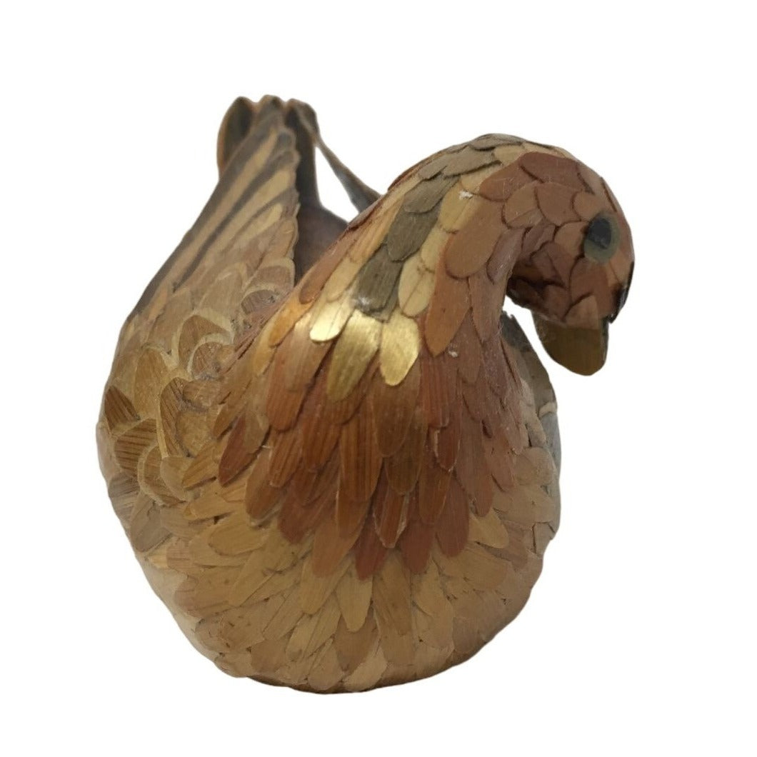 Small Golden Goose/Duck with Feathers - Realistic Looking Figurine