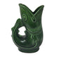 Vintage Green Ceramic Fish Pitcher/Vase- Made In Japan (about 7'' tall)