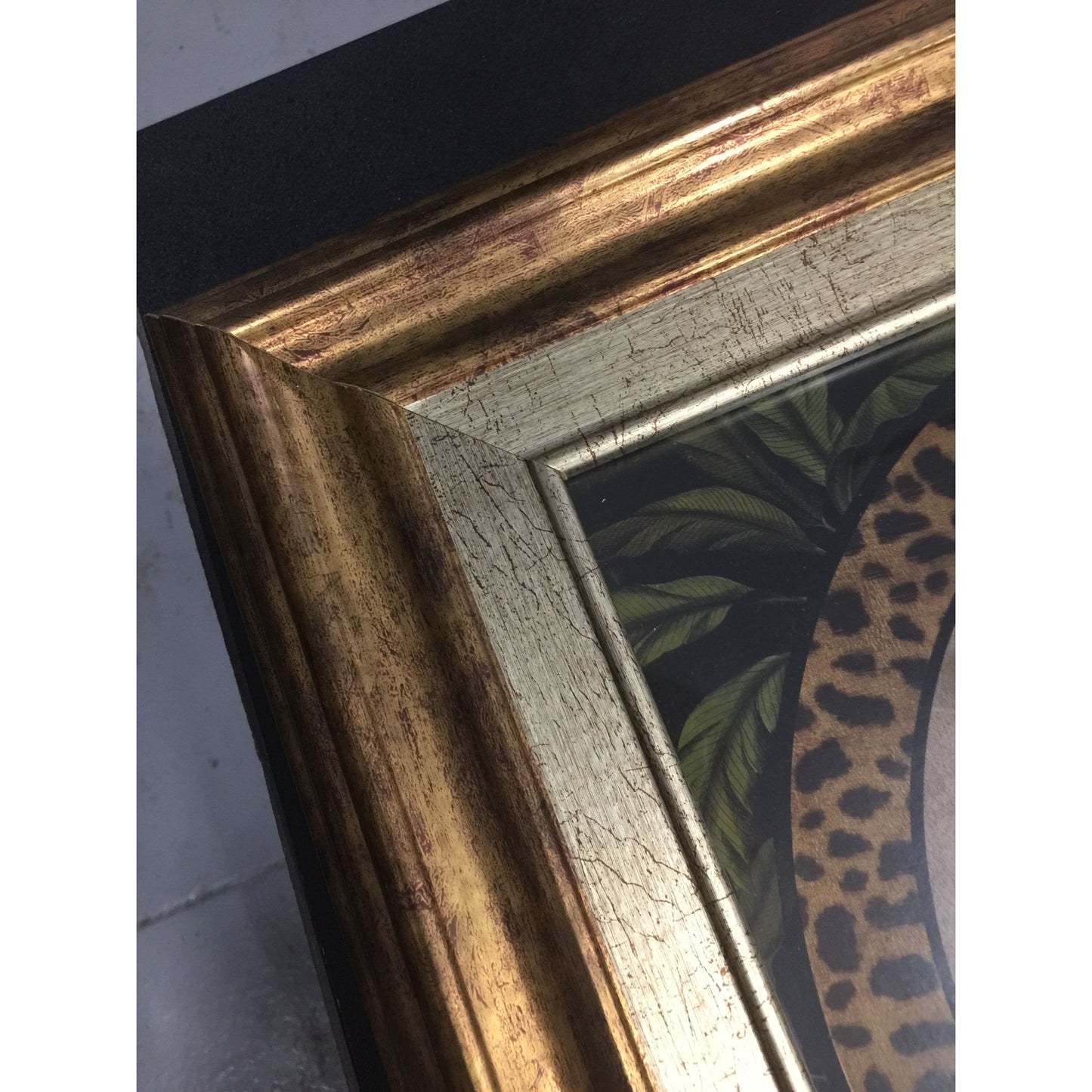 Kirkland's Wood Framed Wall Art/Home Decor with Palm Tree & Cheetah Print Pattern