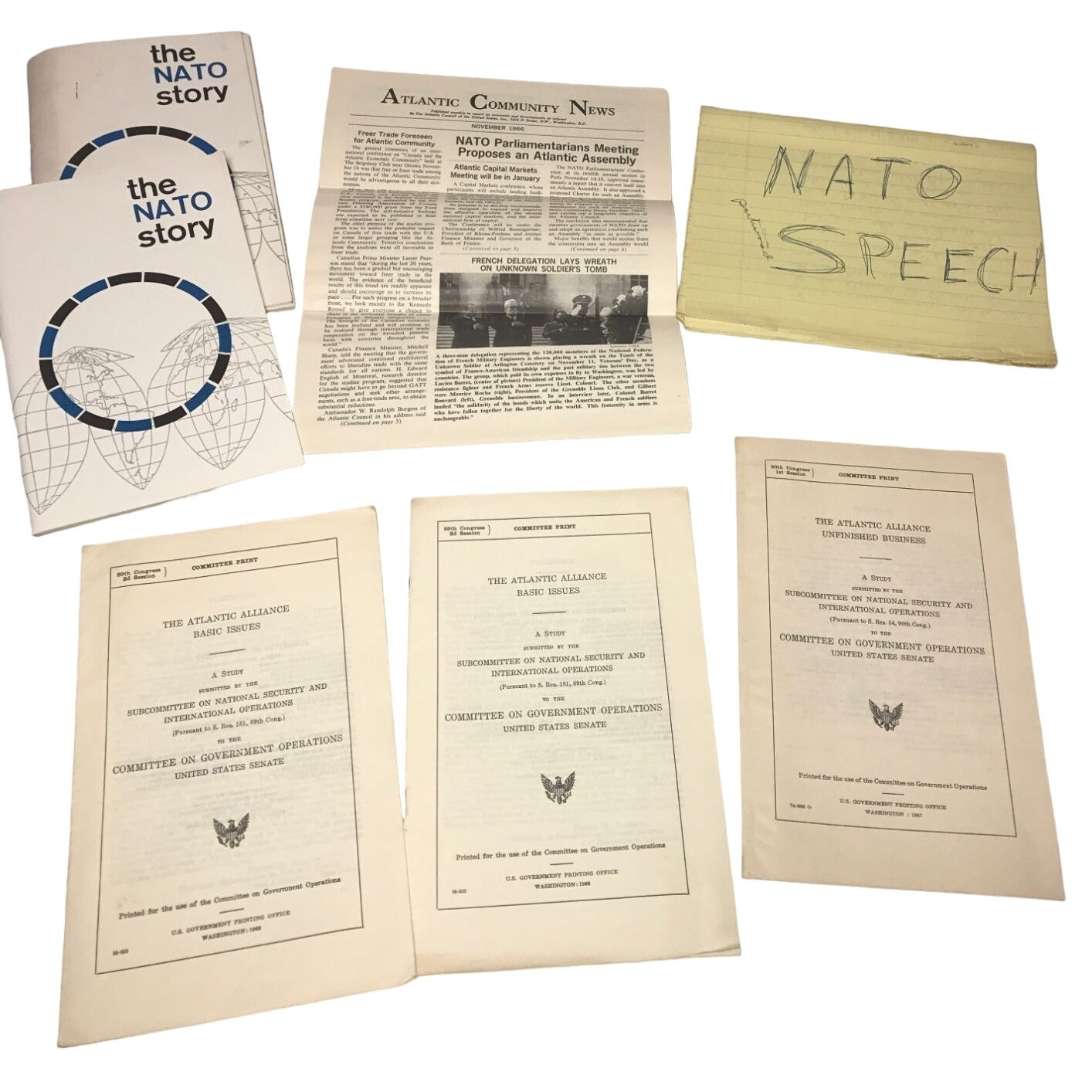 NATO - pamphlets - program - speech written out - unsure of author - the NATO story