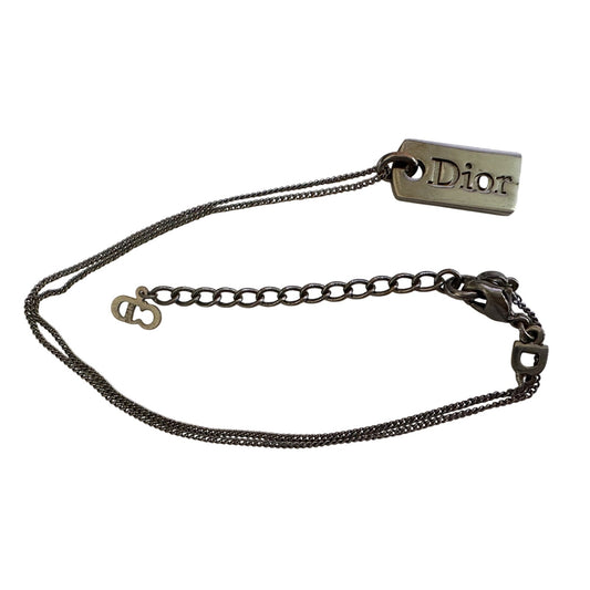 Christian Dior Dog Tag Style Necklace - Gunmetal