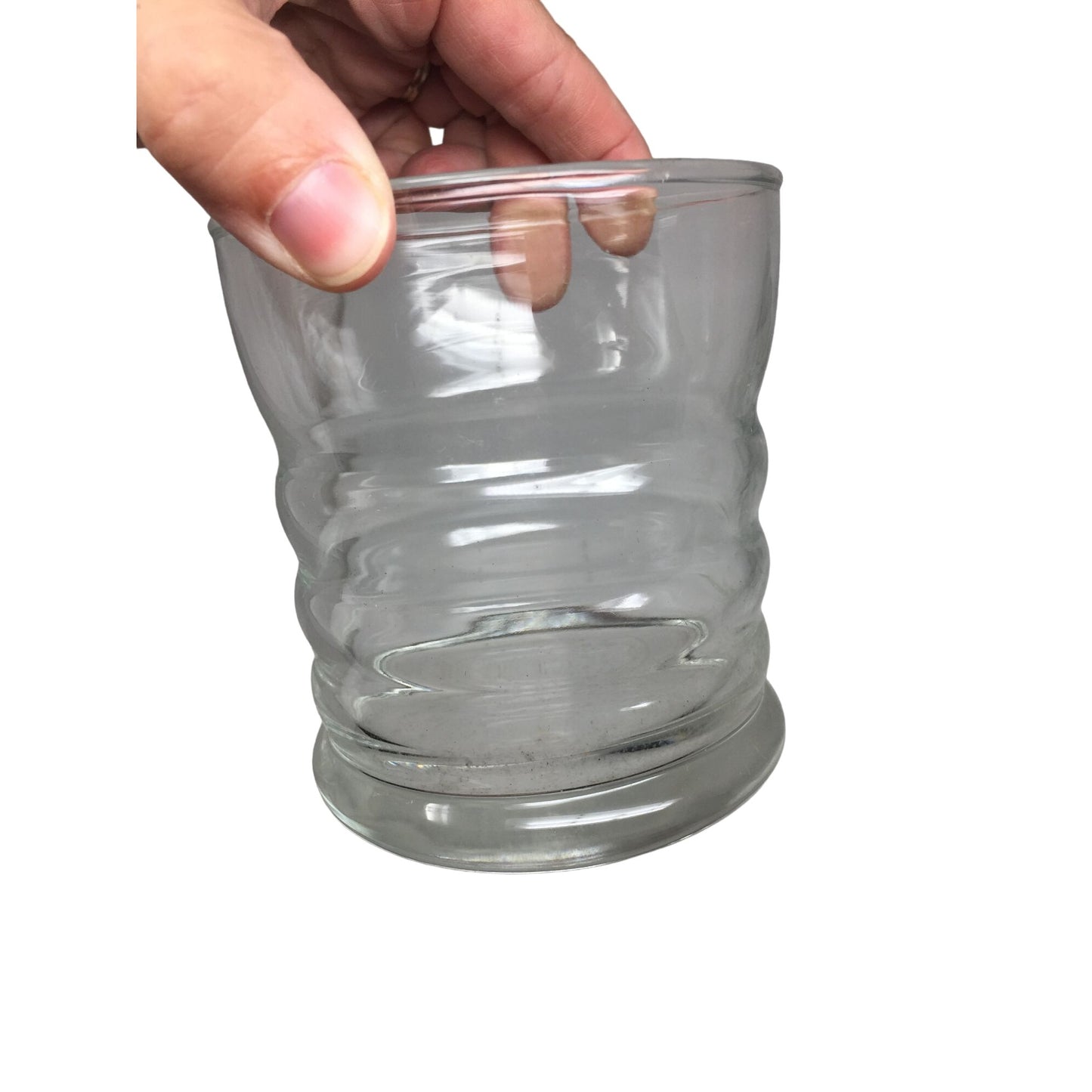 Vintage Clear Glass Ribbed Bubble Drinking Glasses (Set of 9 Glasses)