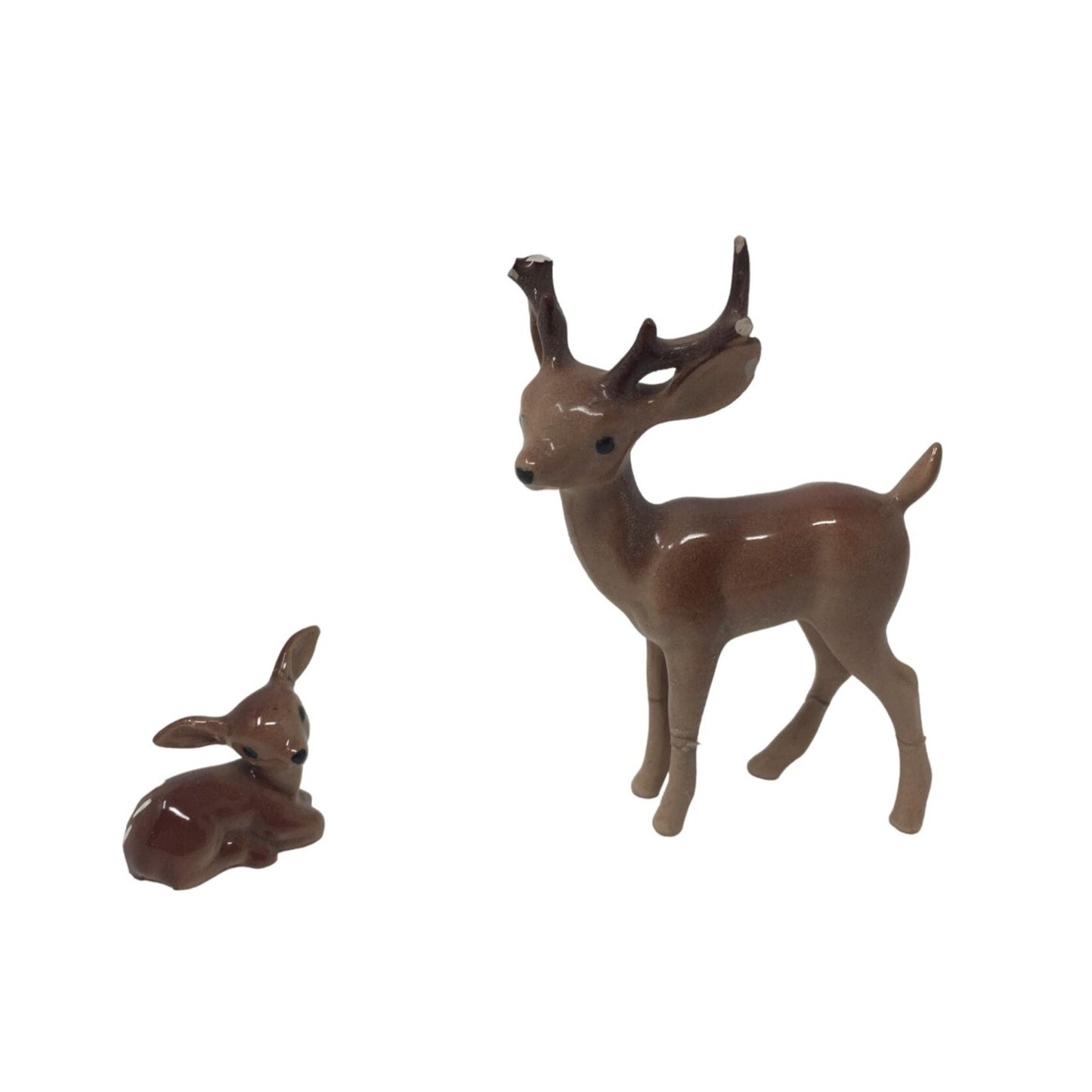 Vintage Deer and Fawn Miniature Figurines - Deer has Chipped Antlers