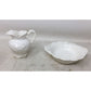 Vintage White Ceramic Embossed Handled Pitcher/Creamer Jug  and Bowl Set