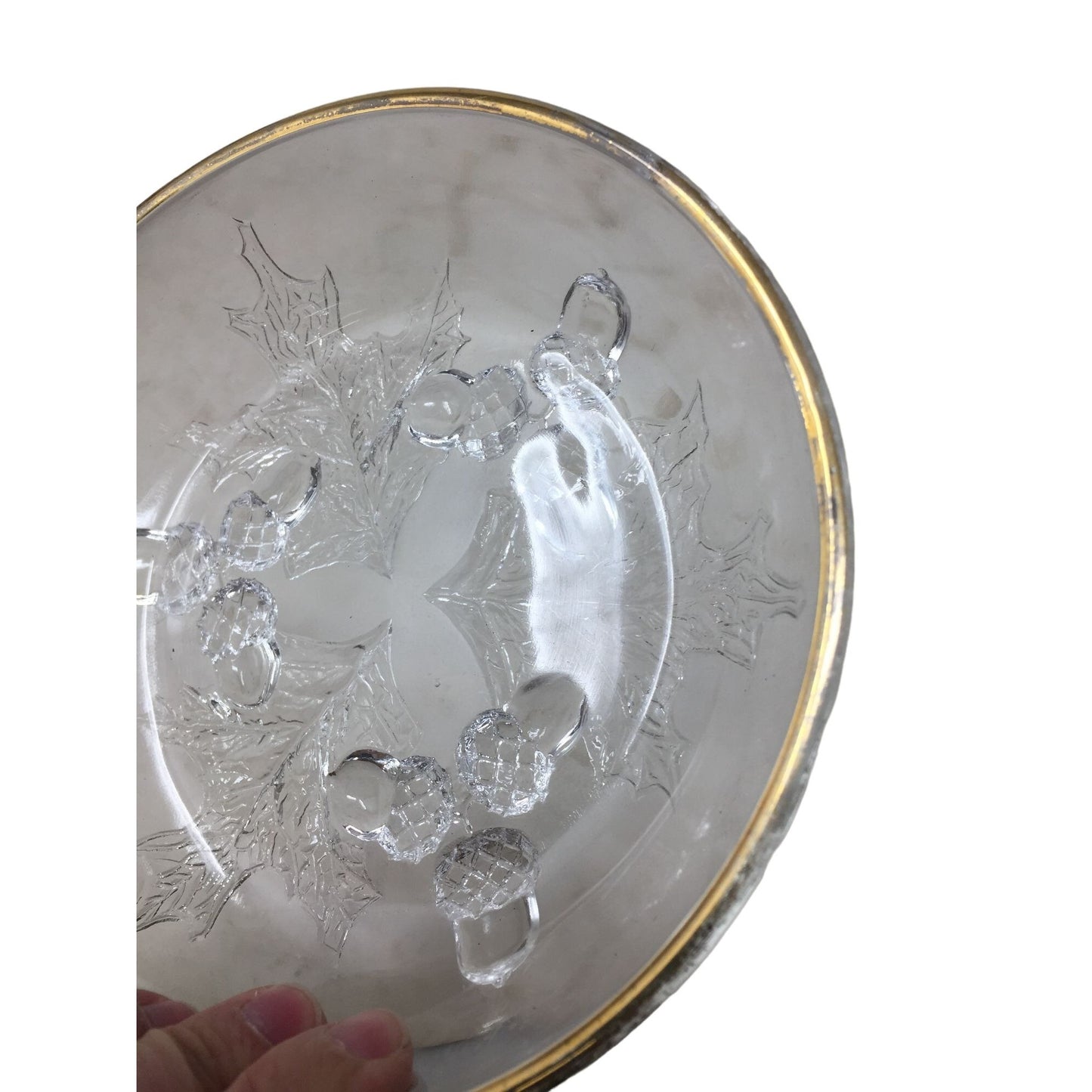 Vintage Small Footed Gold Rimmed Clear Glass Bowl/Dish