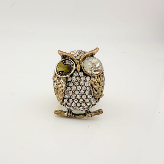 Vintage Costume Jewelry  Owl, Dolphin and Turtle Rhinestone Animal Rings (missing Stones)