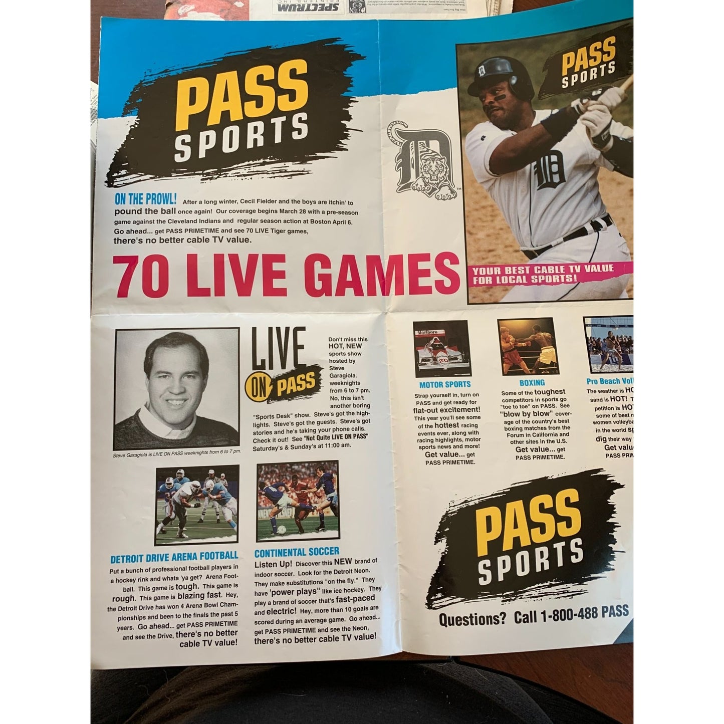 It's Primetime For Pass! Pass Sports 1994 Tigers TV Schedule on Pass Poster