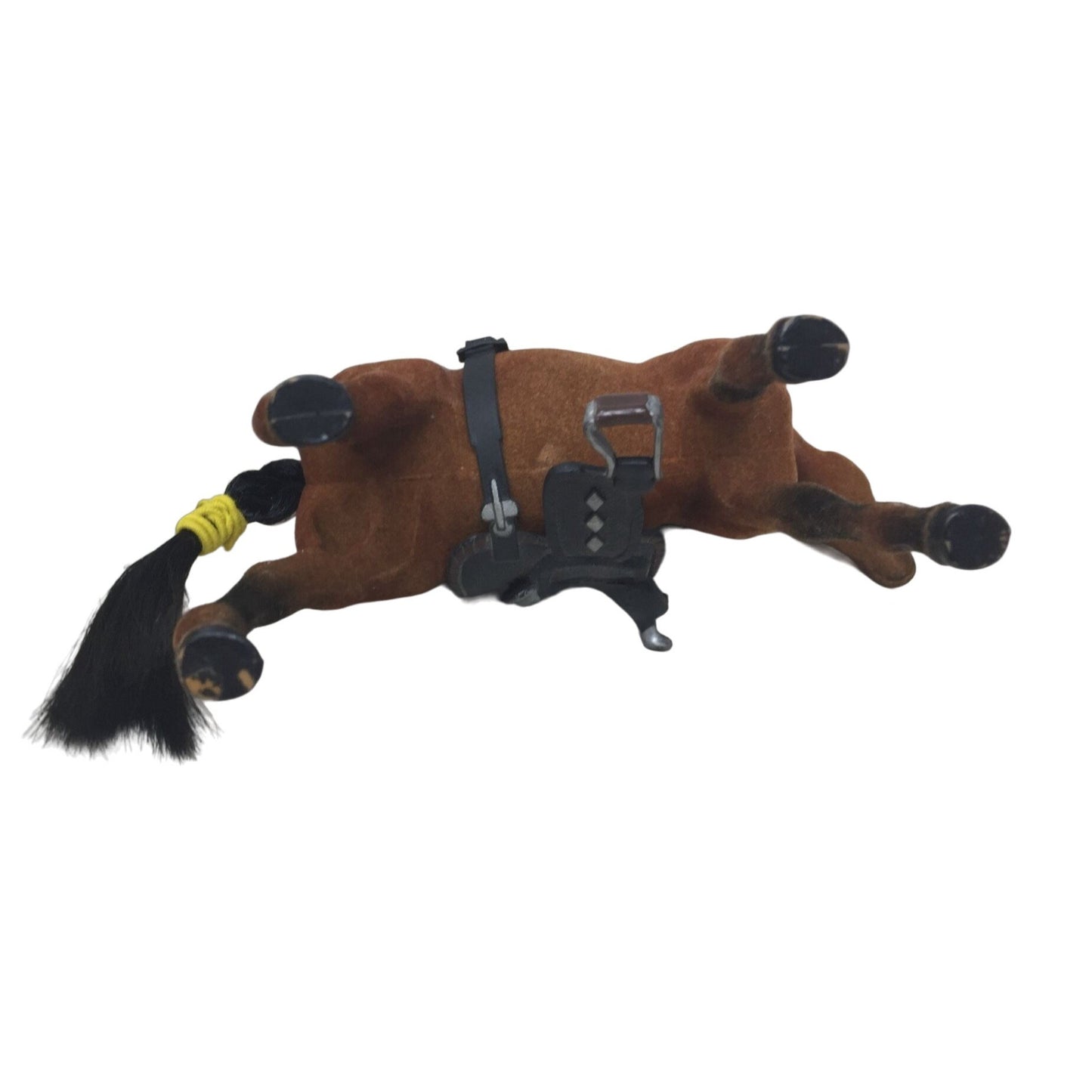 Realistic Looking Brown Velvet Horse Pretend Play Toy with Black Hair & Saddle