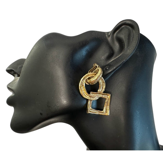 Yves Saint Laurent YSL Vintage Geometric Dangle Earrings