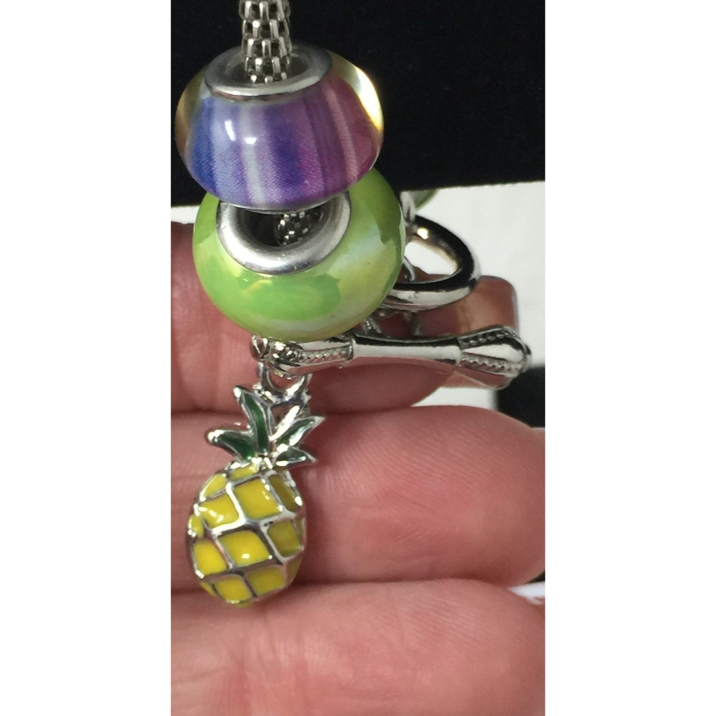 Women's Silver Tone Bracelet with Colorful Charms