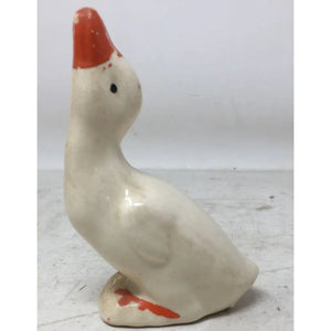 Small Vintage Hand Painted White/Orange Duck Looking Up Figurine