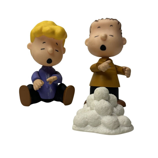 Peanuts Schroeder & Linus Caroling with Snowball Pile - Charlie Brown Christmas - Memory Lane Figurines