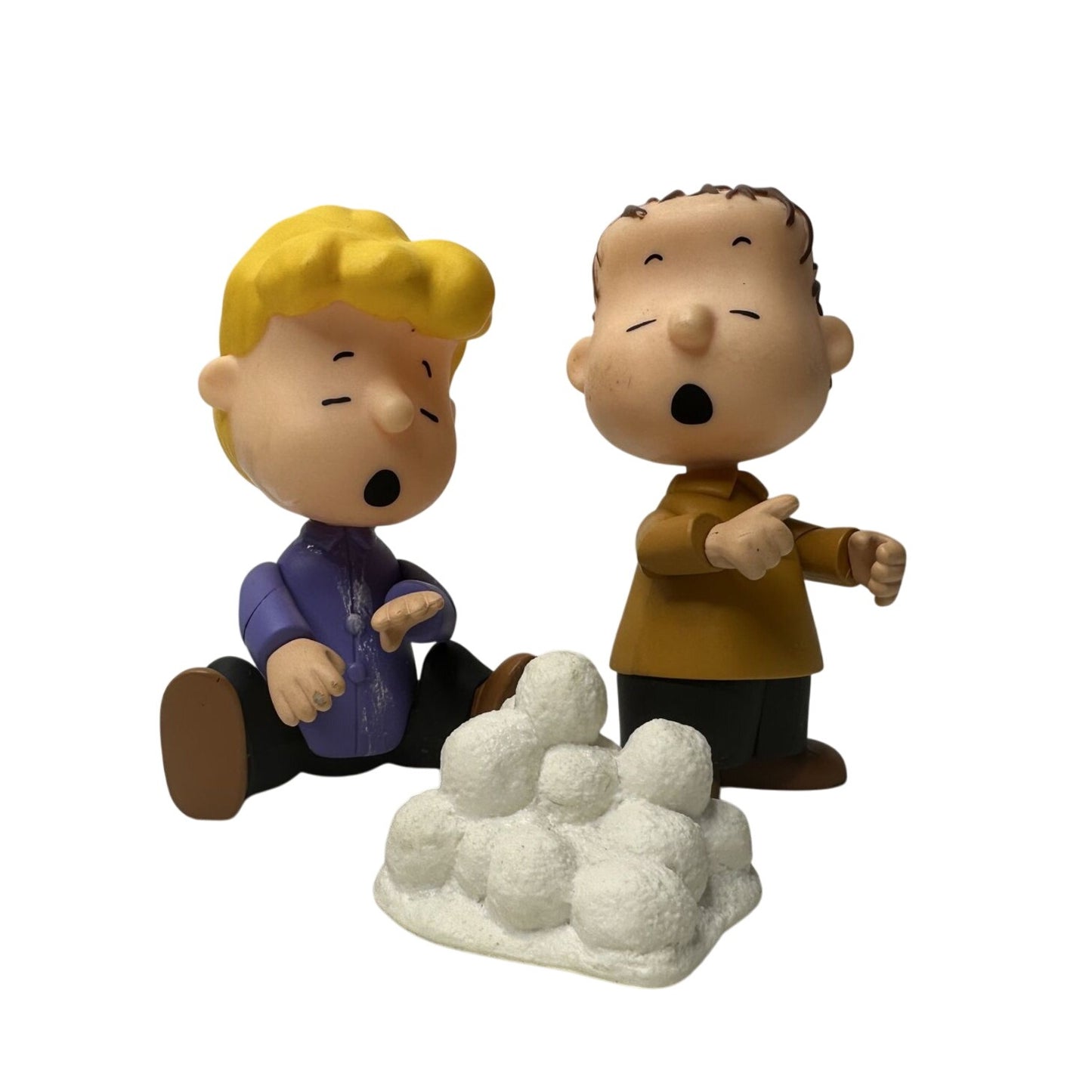 Peanuts Schroeder & Linus Caroling with Snowball Pile - Charlie Brown Christmas - Memory Lane Figurines
