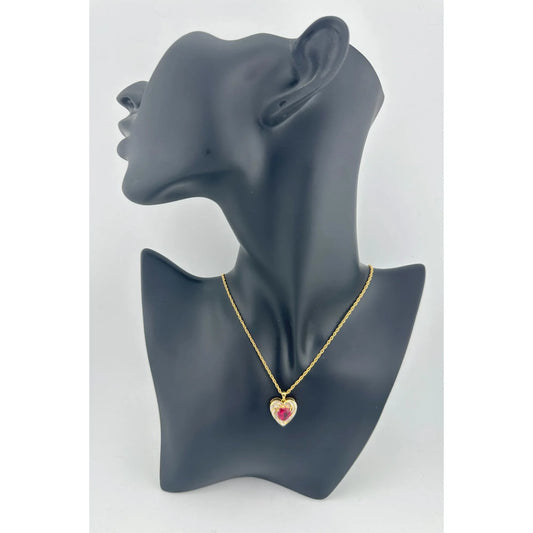 Elegant and Eye Catching Ruby Heart with Round and Baguette White Sapphires Surrounding - BEAUTIFUL! - A+ Stuff