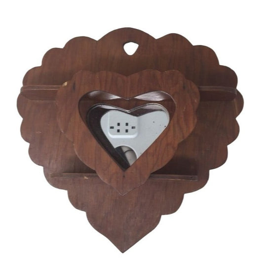 Two Tiered, Wall hanging Wooden Heart Shaped Mirror (12x12 inches)