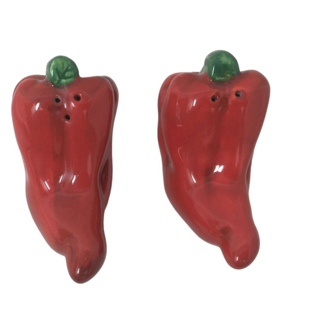 Small Red Chili Peppers Salt and Pepper Shaker Set- Red and Green