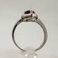 Marquise Cut Garnet & Diamond Ring - Sterling Silver - Size 8