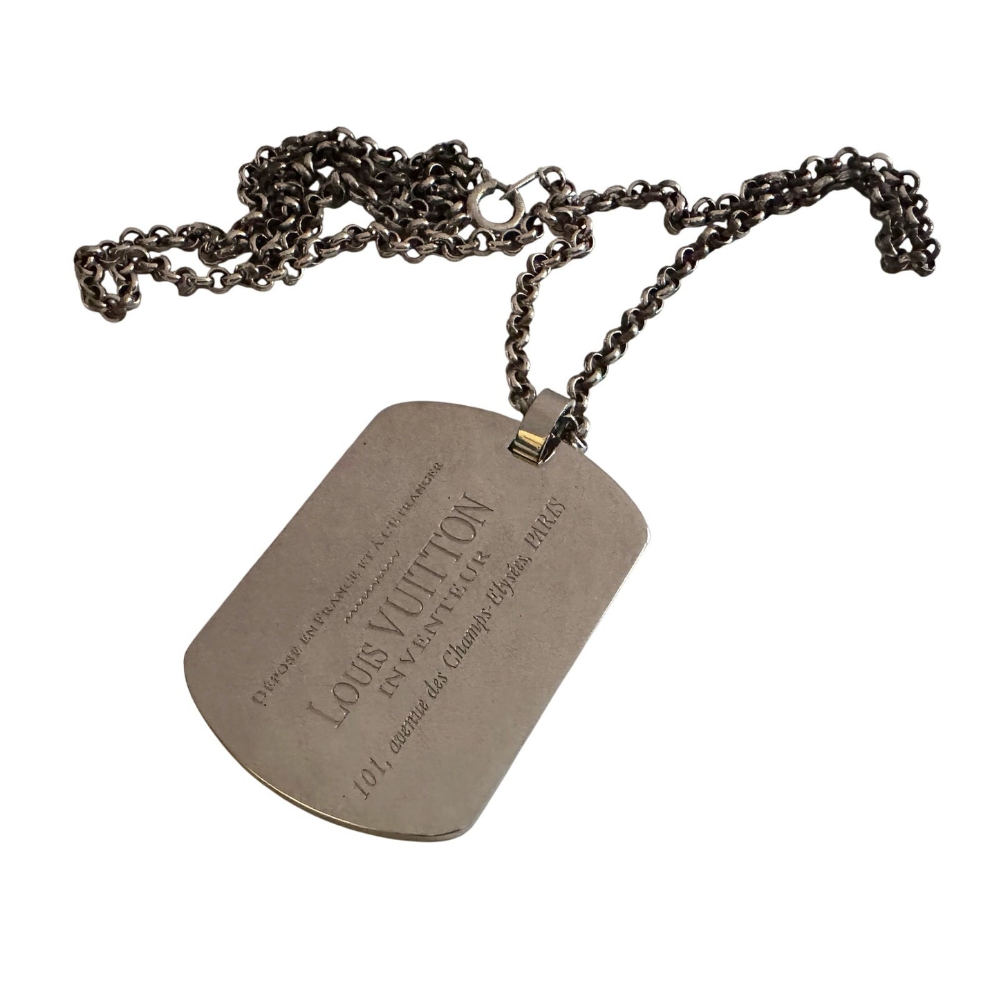 Louis Vuitton Dog Tag Style Pendant Necklace with Dust Bag