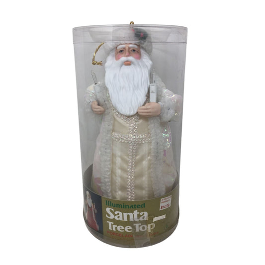 Illuminated White / Silver Santa Claus Christmas Tree Topper New in Box