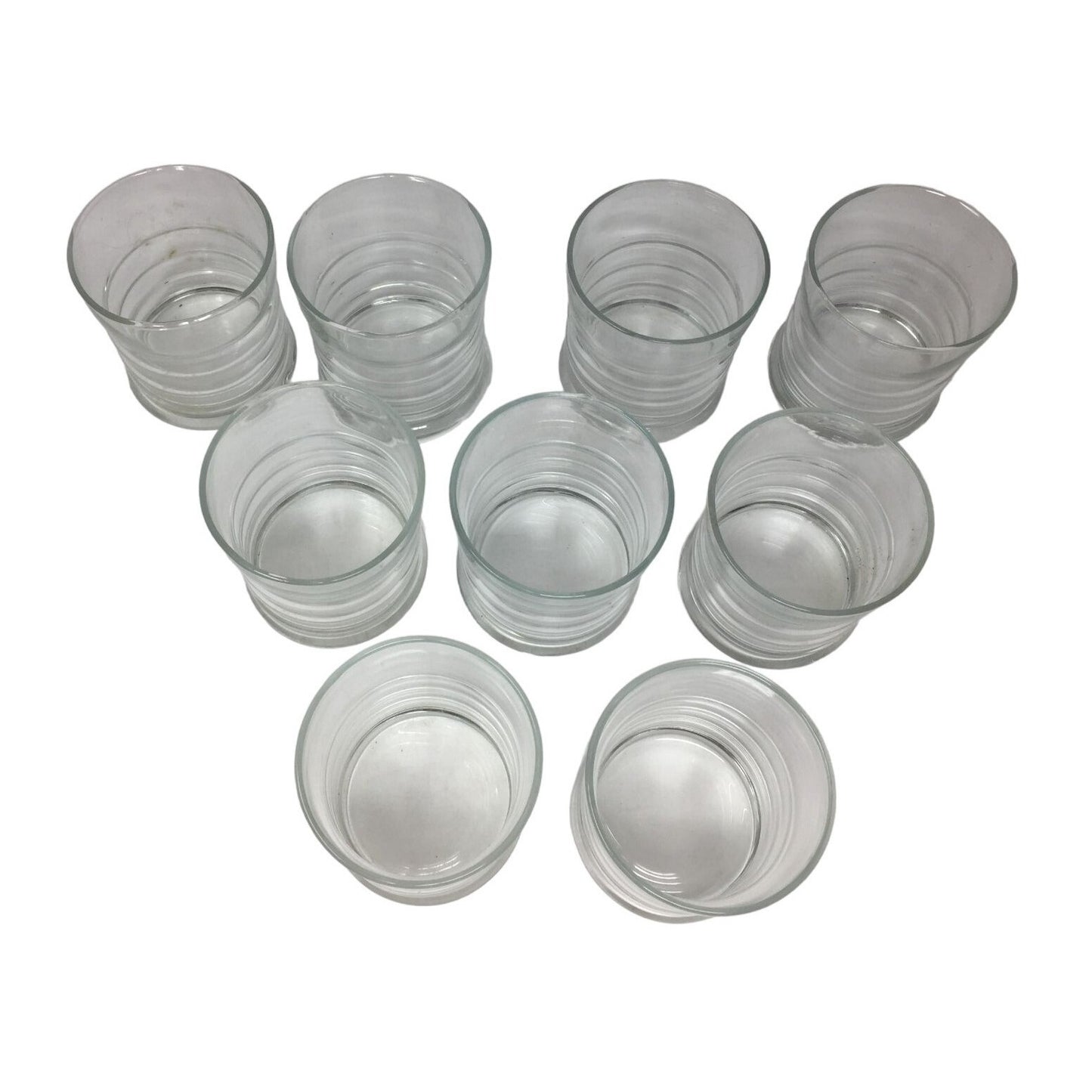 Vintage Clear Glass Ribbed Bubble Drinking Glasses (Set of 9 Glasses)