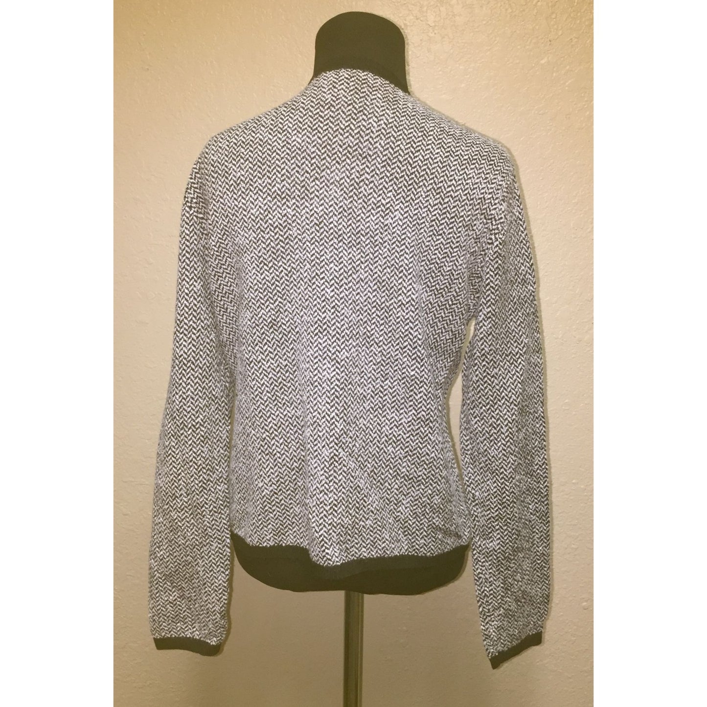 Talbots Size Small Cardigan Sweater Grey/Black with Buttons