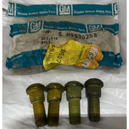 Genuine Vintage GM Part 9590258 replacement Yellow Coated BOLTS (hub) GR 5.812. (7 Bolts total)