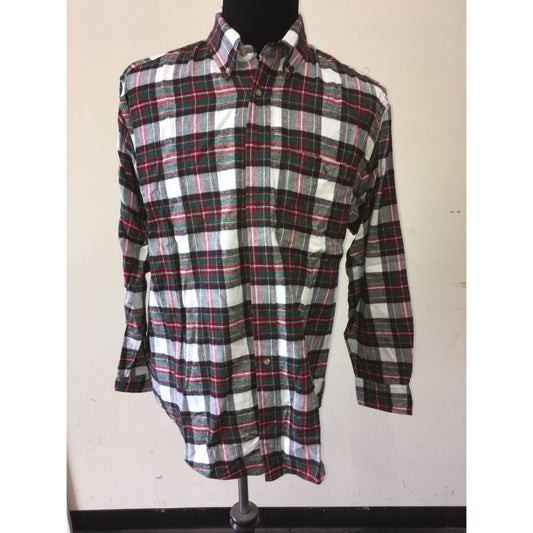 David Taylor Mens Red, Green, White Plaid Button Up Flannel Shirt Size L- NWT