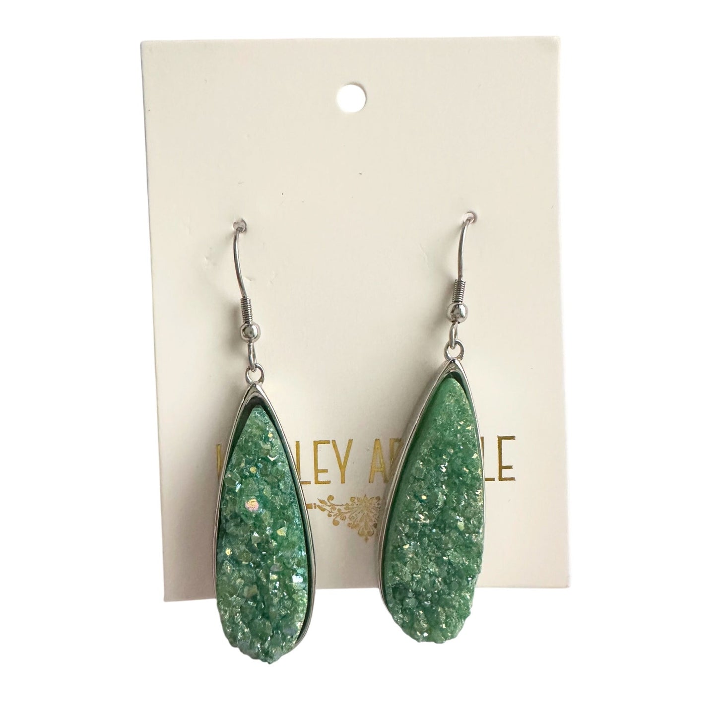 Kinsley Armelle Druzy Silver Jade Quartz Drop Earrings