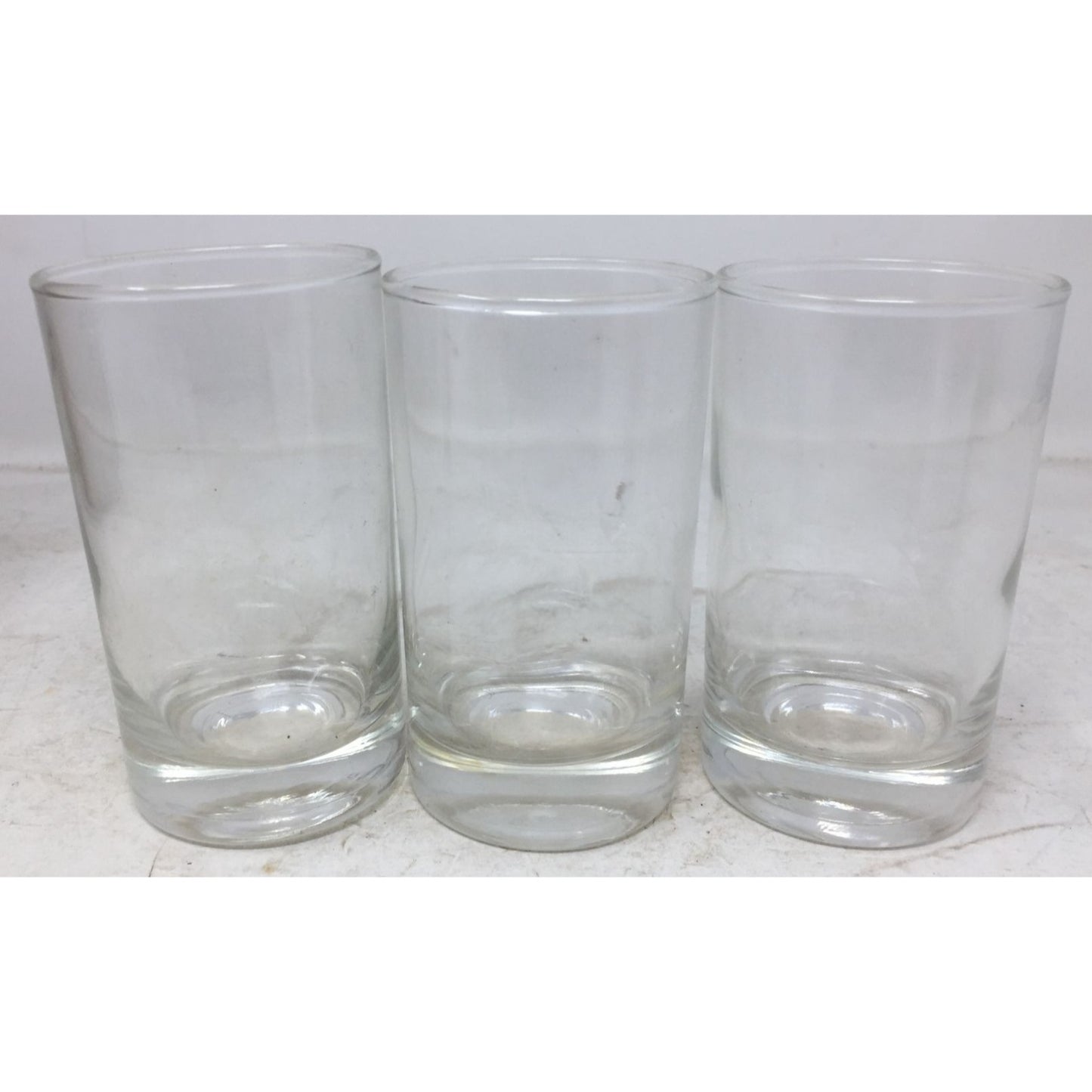 Set of 3 Clear Glass 4" Tall Drinking Glasses