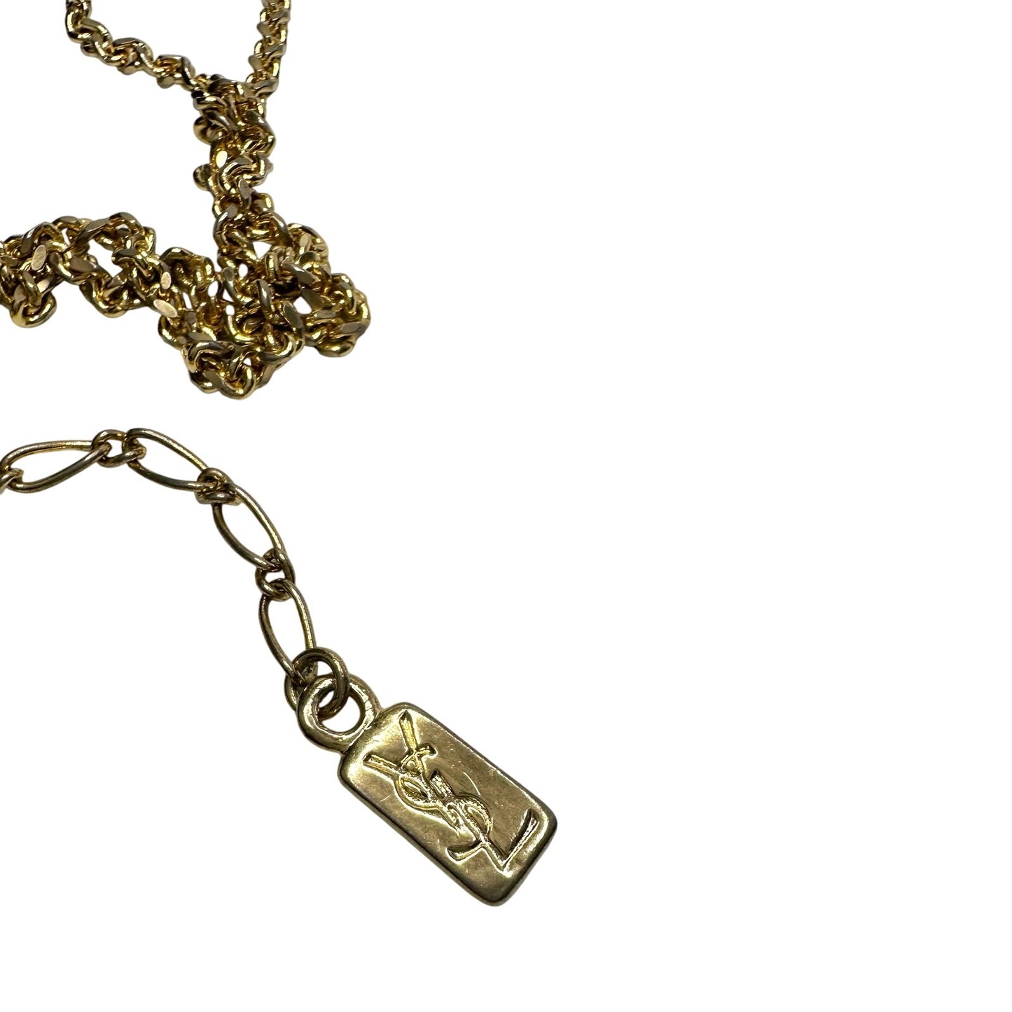 Yves Saint Laurent (YSL) Gold-Plated Necklace w Rhinestones - 20"