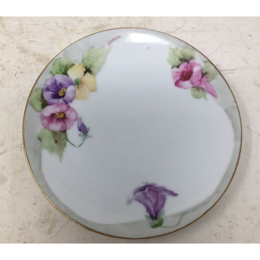 Vintage Bavaria Decorative Gold Rimmed Plate with Flowers