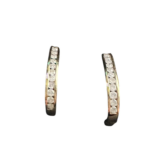 1.00 Carat Natural Diamond Hoop Earrings Gold Plate over Sterling Silver