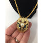 Vintage Womens Avon Gold Tone Pearl Accent Blue Glass Perfume Holder Necklace