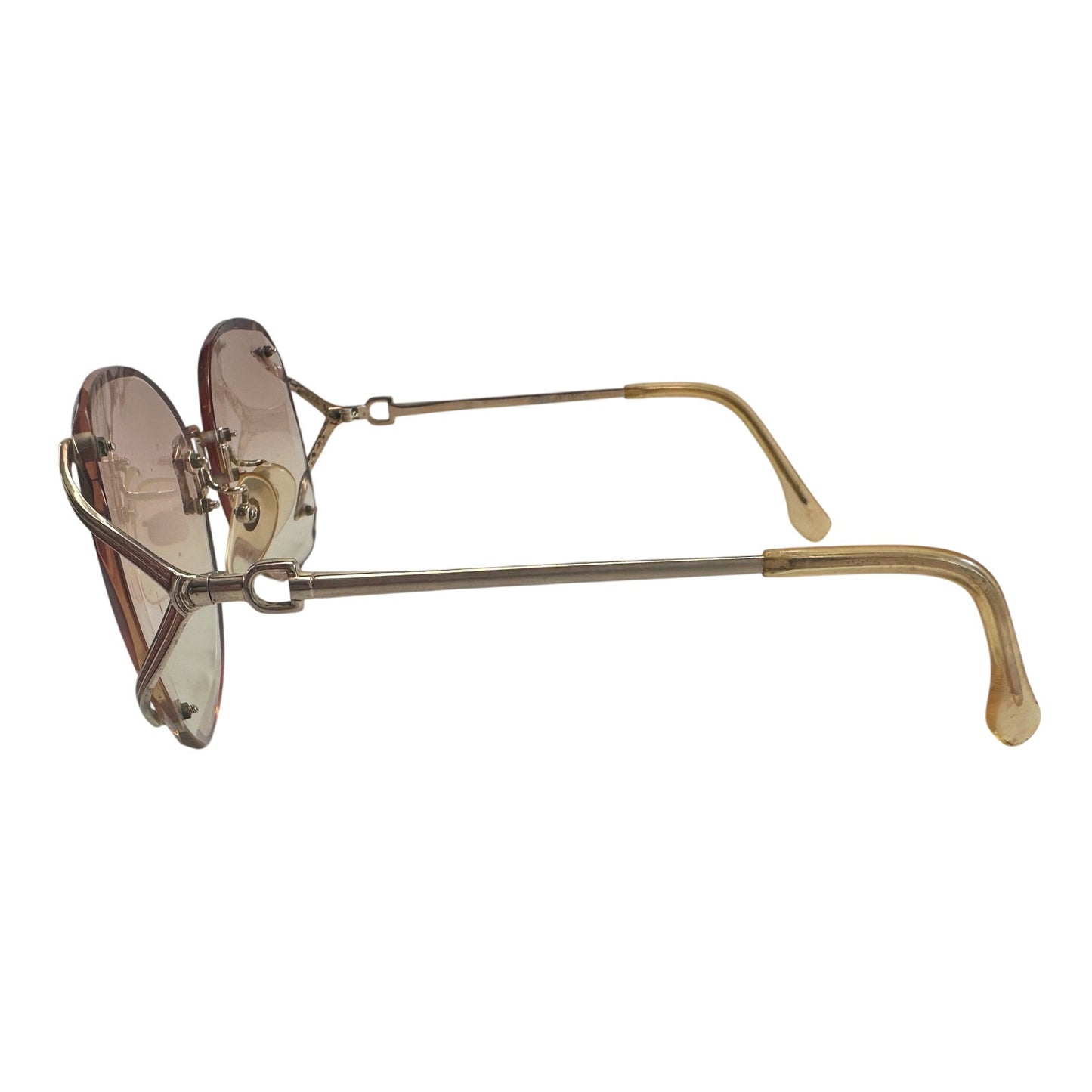 YSL - Yves Saint Laurent Amber / Rose Colored Rimless Sunglasses with Case