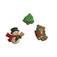 Vintage RUSS Christmas Pins Snowman/Teddy Bear (2) & Christmas tree Button (1)