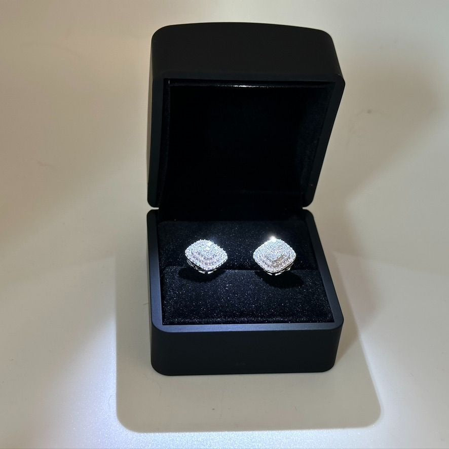 Radiant 1.00 Carat VS Lab Diamond Earrings - Sterling Silver Setting with Digital Appraisal & Light Up Gift Box